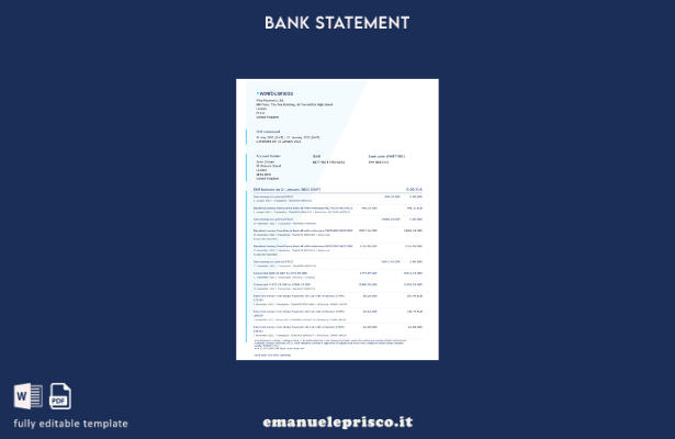 stile verificato Modello word di estratto conto bancario Wise Business del Regno